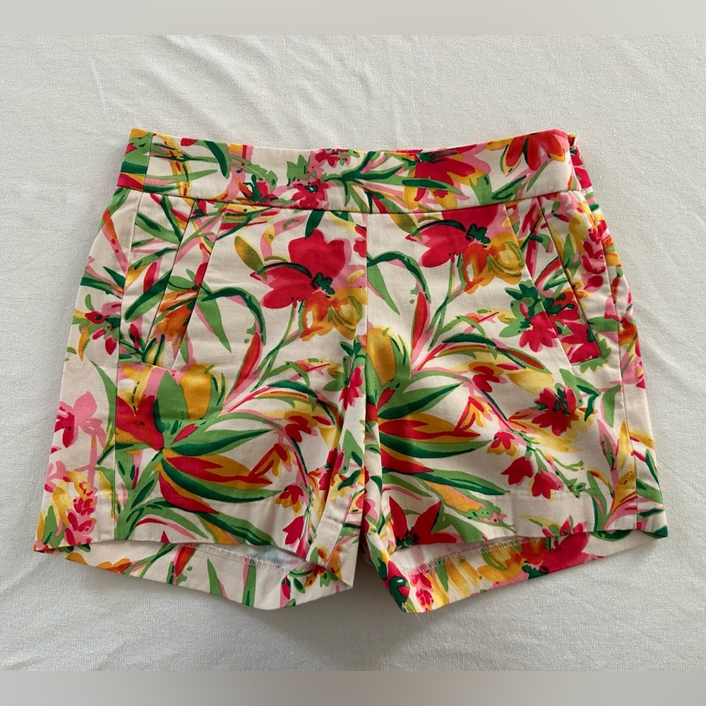 J Crew shorts. Size 00. Pink, green, yellow and off white.